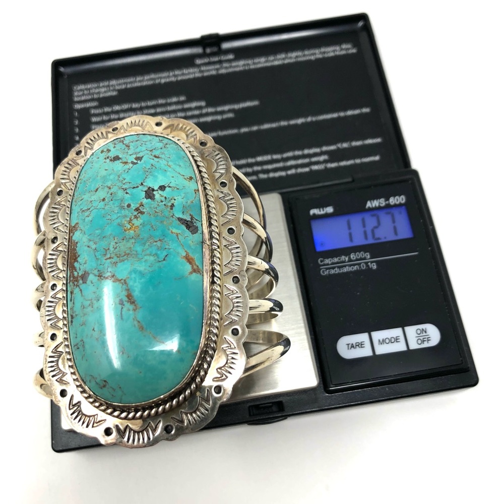 NAVAJO turquoise Sterling silver cuff, 112.7g - Picture 17 of 17